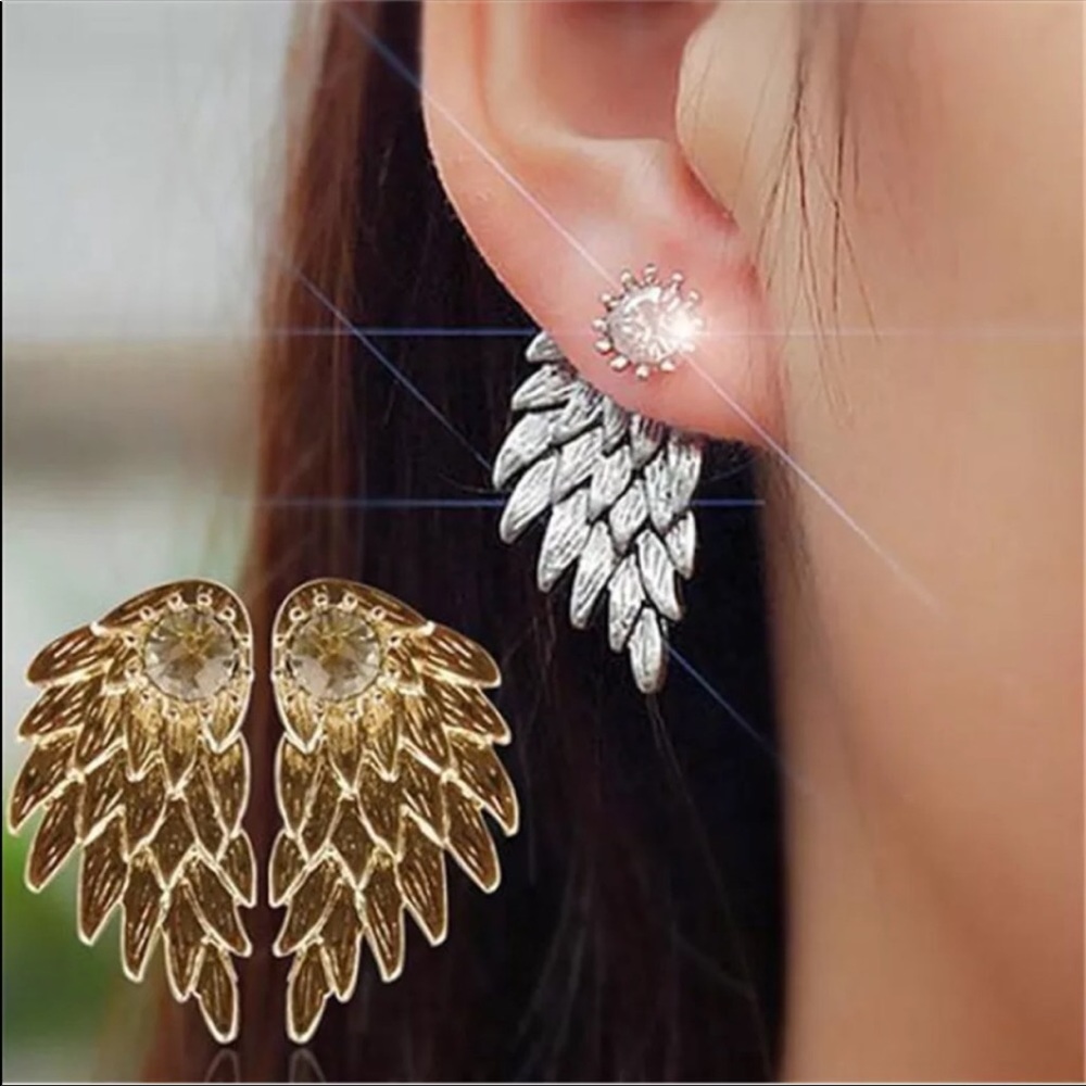 Gold or silver wing earrings